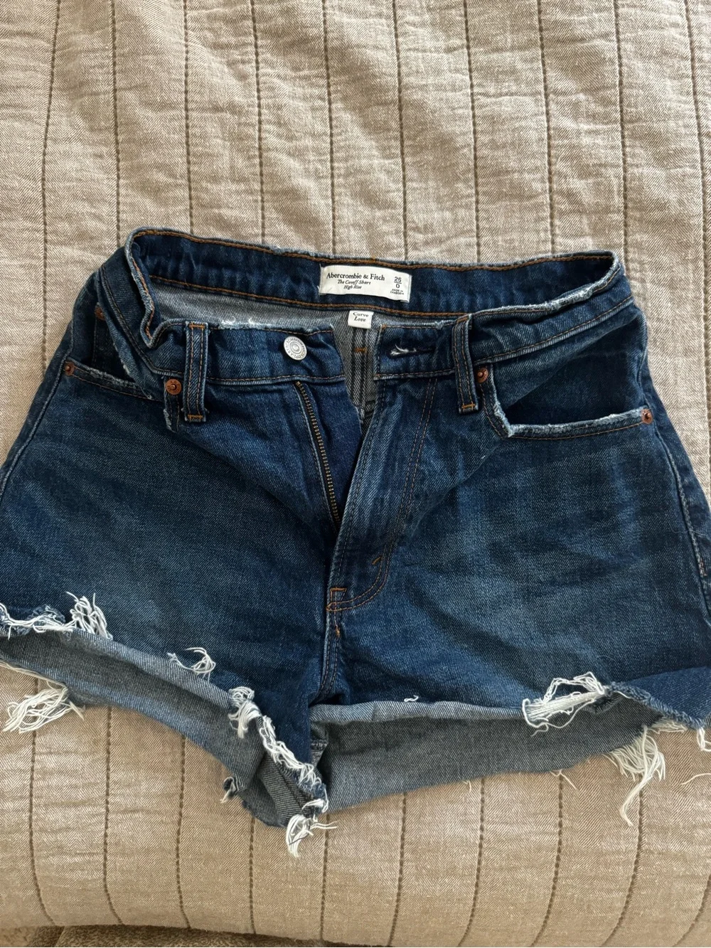 Abercrombie & Fitch Dark Blue Denim The Cutoff Short High Rise